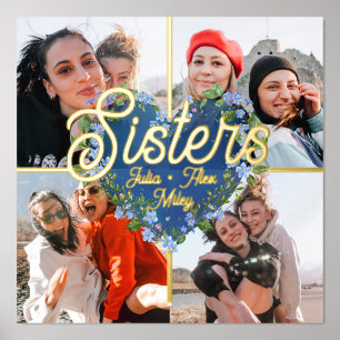 Blumenherz 4 Foto Collage Schwestern BESTE FREUNDI Foliendrucke