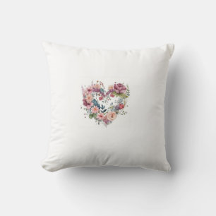 Blumenherz Aquarell – Romantische Illustration von Kissen