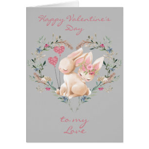 Blumenherz Bunnies am Valentinstag der Liebe