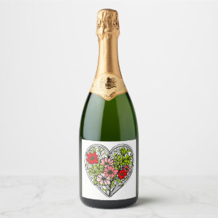 Blumenherz Champagnerflaschenetikett