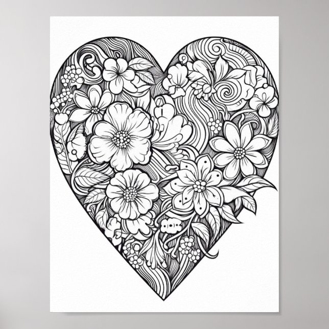 Blumenherz-Farbplakat Poster (Vorne)