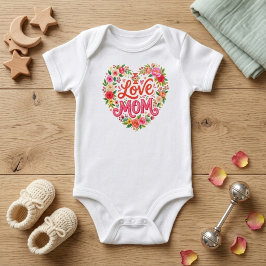 Blumenherz, Geschenk für Mommies | Ankündigung Neu Baby Strampler