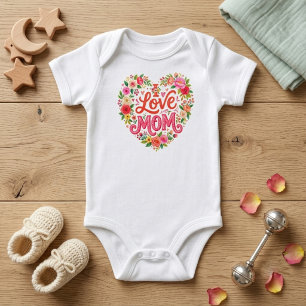 Blumenherz, Geschenk für Mommies Ankündigung Neu Baby Strampler