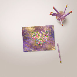 Blumenherz Gold Antike Handschrift Postkarte