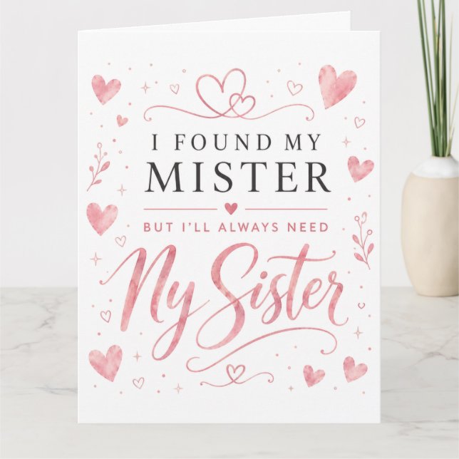 Blumenherz Hochzeit Schwester Ehre Karte (Vorderseite)