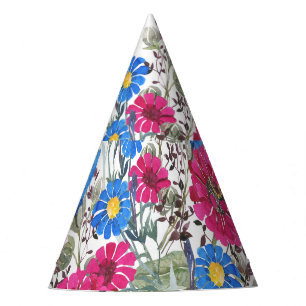 Blumenherz in Aquarellfarben, helle Wildblumen Partyhütchen