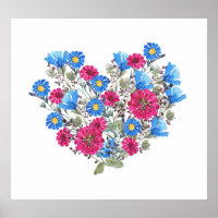 Blumenherz in Aquarellfarben, helle Wildblumen