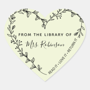 Blumenherz-Kranz-Bibliothek Herz-Aufkleber