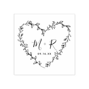 Blumenherz-Kranz Kalligrafie-Initialen Gummistempel