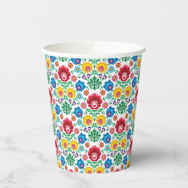 Blumenherz Kunstmuster Pappbecher (Links)