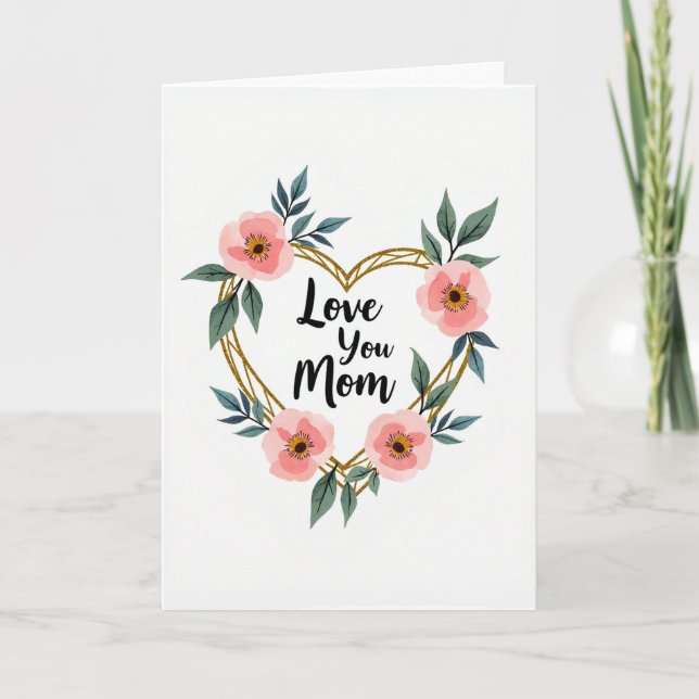 Blumenherz Lieb Dich Mama Karte (Vorderseite)