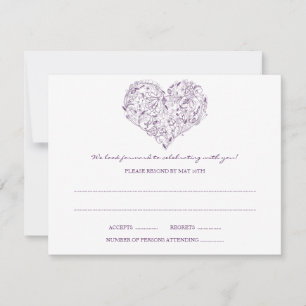 Blumenherz (Lila) RSVP-Postkarte RSVP Karte