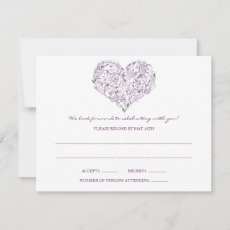 Blumenherz (Lila) RSVP-Postkarte RSVP Karte