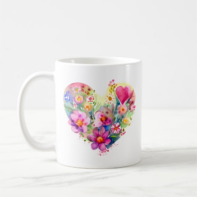 Blumenherz mit inspirierendem Zitat Kaffeetasse (Links)
