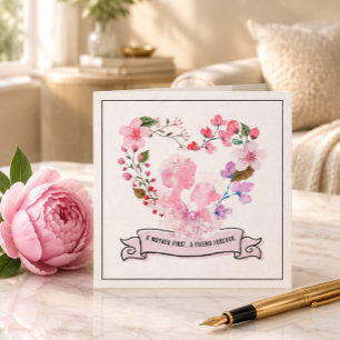 Blumenherz mit Mutter und Kind zum Muttertag Karte