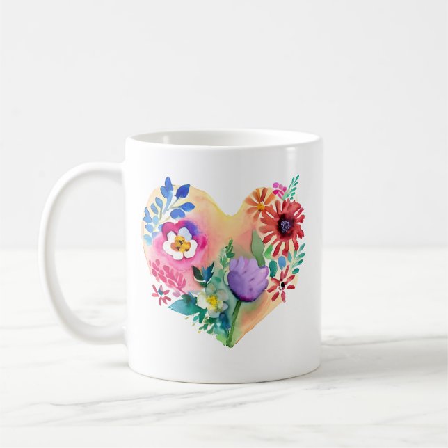 Blumenherz mit Tante Zitat Kaffeetasse (Links)