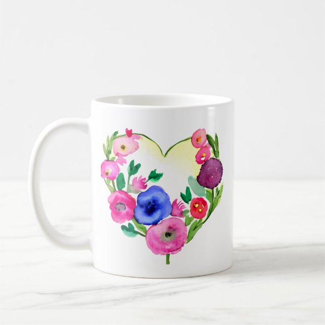 Blumenherz mit Töchterzitat Kaffeetasse (Links)