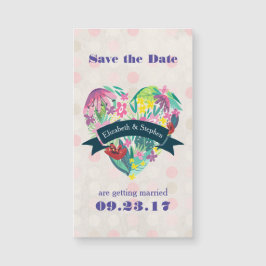 Blumenherz mit tropischen Blume Save the Date Magnetkarte