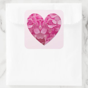 Blumenherz Niedlich Pink Hydrangea Blume Fotografi Quadratischer Aufkleber