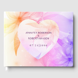 Blumenherz Orange Lila Dewdropding Wedding Gästebuch