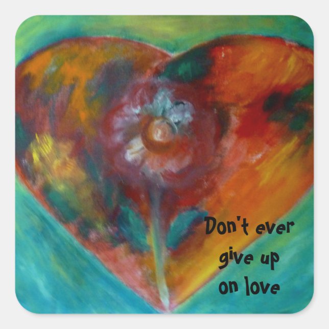 Blumenherz Quadratischer Aufkleber (Vorderseite)