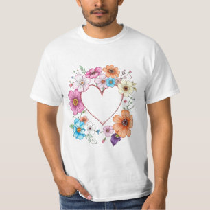 Blumenherz Rahmen Romantische handGezeichnet Blume T-Shirt