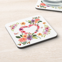 Blumenherz und Blumen Getränkeuntersetzer
