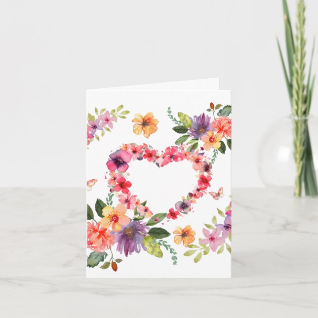 Blumenherz und Blumen Karte (Vorderseite)