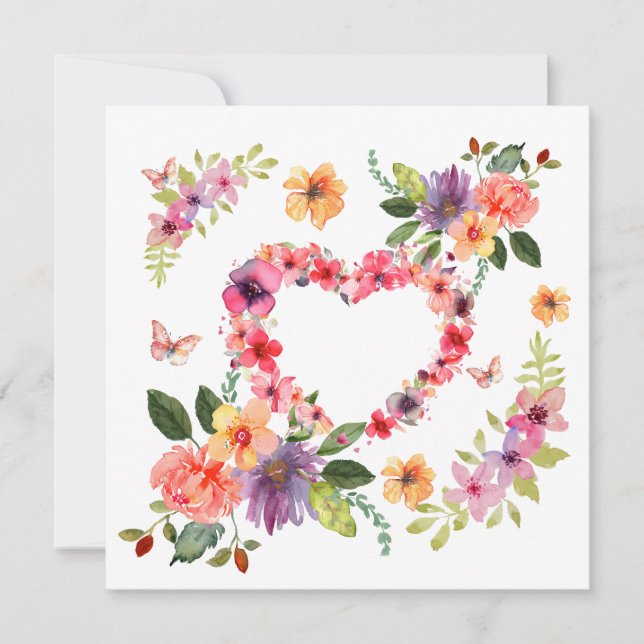 Blumenherz und Blumen Karte (Vorderseite)