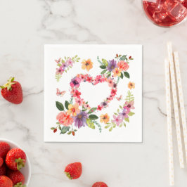 Blumenherz und Blumen Serviette
