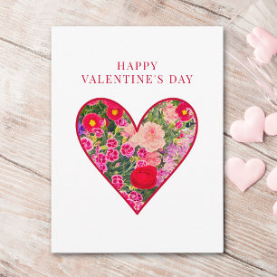 Blumenherz Valentinstag, rosa Blumen Blumen Feiertagspostkarte