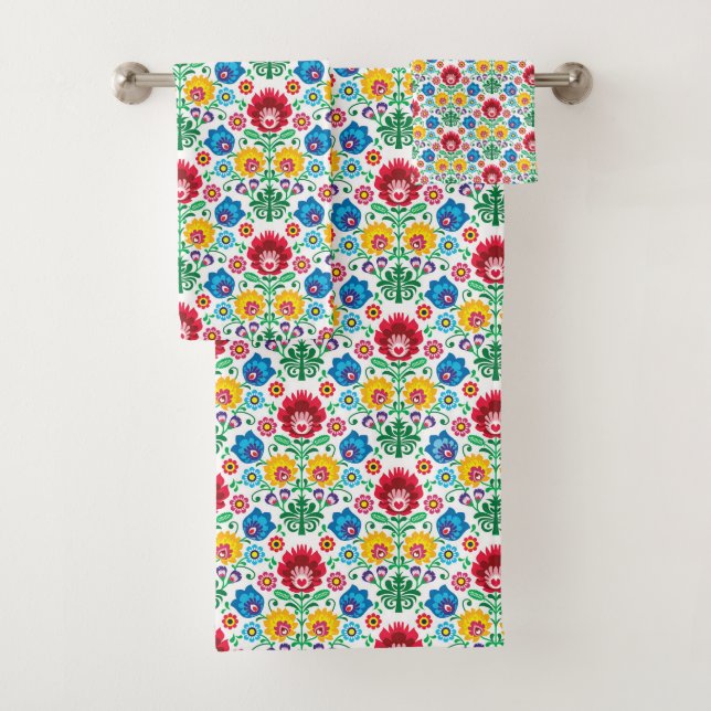 Blumenherz-Volkskunst-Muster Badhandtuch Set (Insitu)