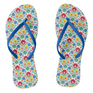 Blumenherz-Volkskunst-Muster Flip Flops