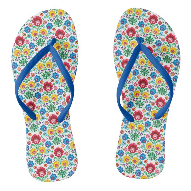 Blumenherz-Volkskunst-Muster Flip Flops (Fußbett)