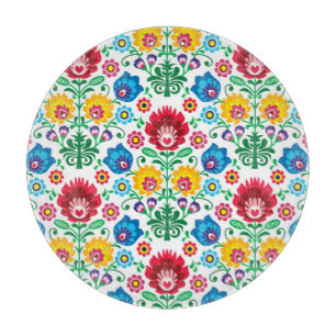 Blumenherz-Volkskunst-Muster Schneidebrett