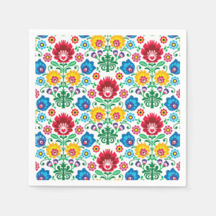 Blumenherz-Volkskunst-Muster Serviette