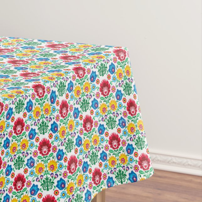 Blumenherz-Volkskunst-Muster Tischdecke (Beispiel)