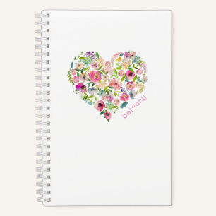 Blumenherz Wasserfarbe Rosa NAME Lieblich süß Notizbuch