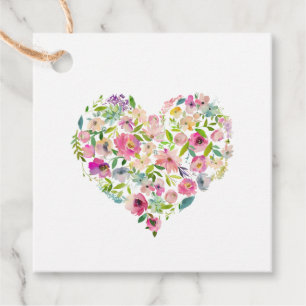 Blumenherz Wasserfarben Liebe Rosa Geschenkanhänger