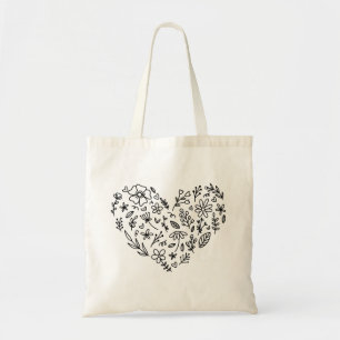 Blumenherz . Wildblumen Botanisch  Tragetasche