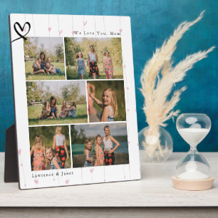 Blumenherz Wir lieben dich Abuela Mutti Fotocollag Fotoplatte