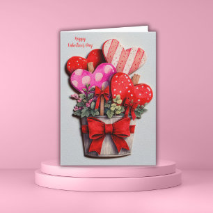 Blumenherzen in einem Valentinstagskarten-Topf  Karte