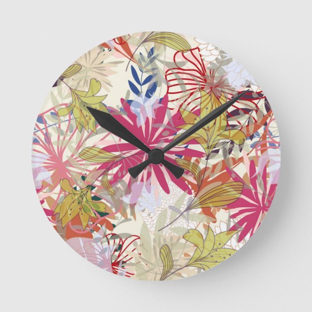 Blumenhintergrund 6 runde wanduhr (Vorderseite)