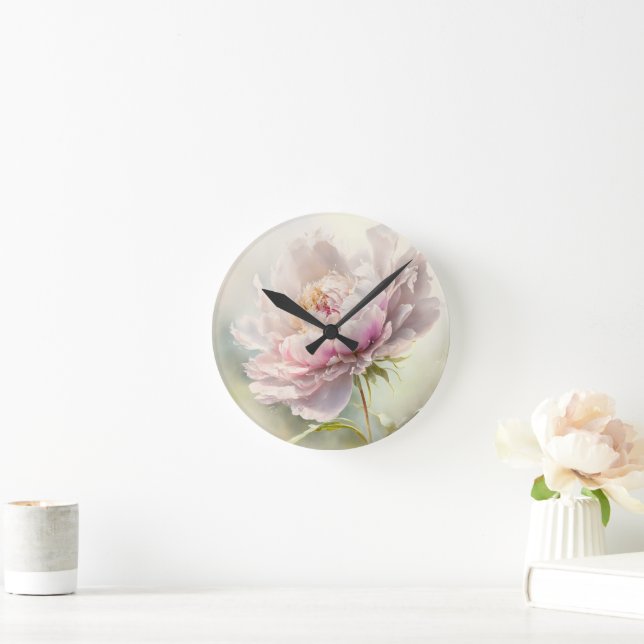 Blumenhintergrund. Frühlingsblüte Runde Wanduhr (Zuhause)