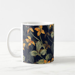 Blumenhintergrund in nahtlosem Muster. Kaffeetasse