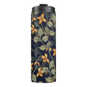 Blumenhintergrund in nahtlosem Muster. Thermosbecher