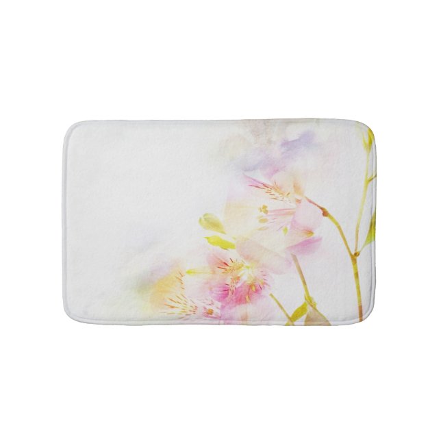 Blumenhintergrund mit Watercolor-Blumen Badematte (Vorderseite)