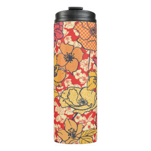 Blumenhintergrund. Nahtlos Vintag. Ein großer Flu Thermosbecher
