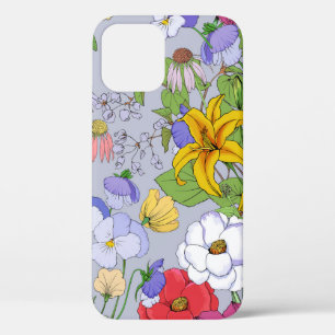 Blumenhintergrund nahtlos vintage. Lilien, Stiefmü Case-Mate iPhone Hülle