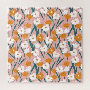 Blumenhintergrund: nahtloser Blumenaufdruck Puzzle